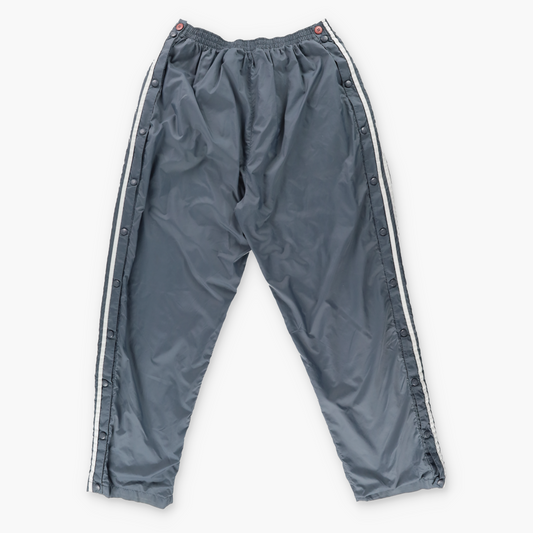 ADIDAS Embroidered Logo Grey & White Tear Away Trackpants (XL)