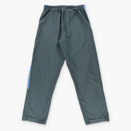 ADIDAS Embroidered Logo Grey & Blue Three Stripe Track Pants (S-M)