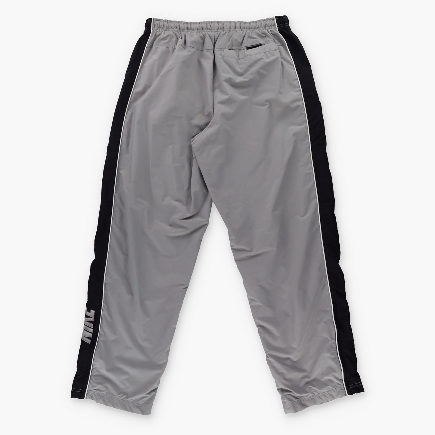 NIKE Embroidered Spell Out Logo Grey & Black Track Pants (M)