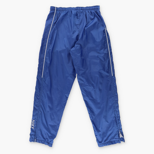NIKE Embroidered Swoosh Logo Blue & White Zip Cuff Track Pants (L)