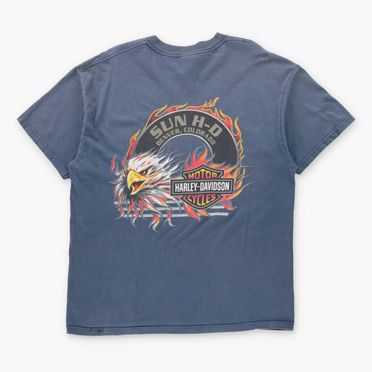 HARLEY DAVIDSON Eagle & Flames Denver Colorado Vintage USA Made T-Shirt (L)
