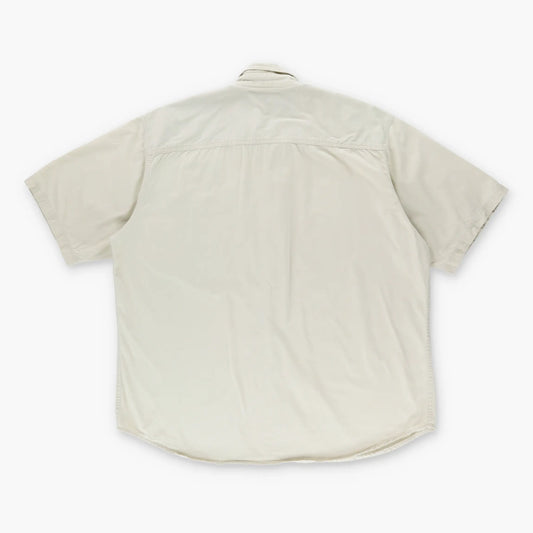 Vintage NASCAR #24 Jeff Gordon Embroidered Dupont Beige Button Up Racing Shirt (XL)