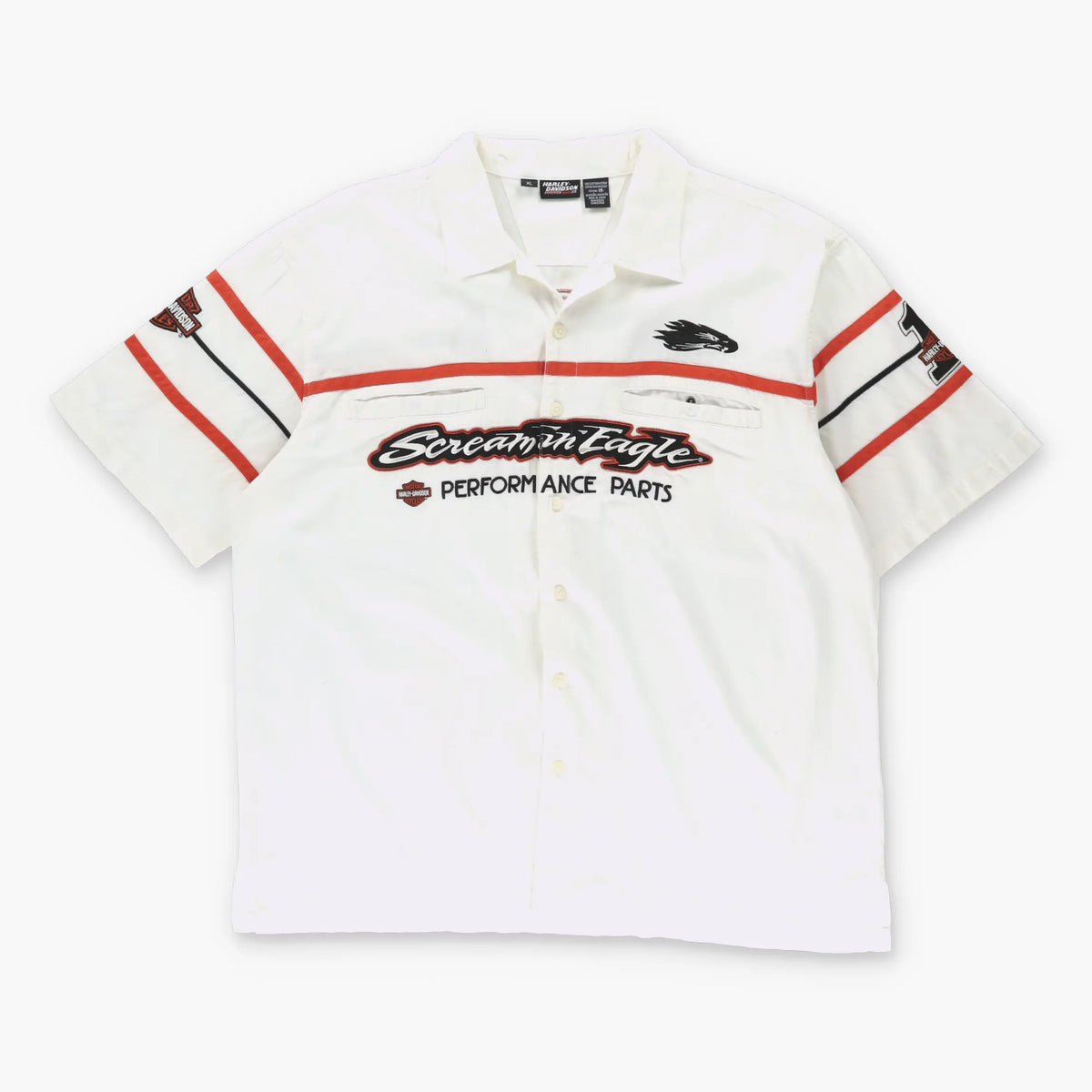 Vintage HARLEY DAVIDSON Screamin' Eagle Embroidered Racing Button Up Shirt (XL) Vintage Sole Melbourne