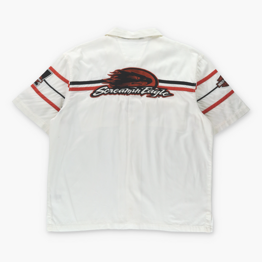 Vintage HARLEY DAVIDSON Screamin' Eagle Embroidered Racing Button Up Shirt (XL) Vintage Sole Melbourne