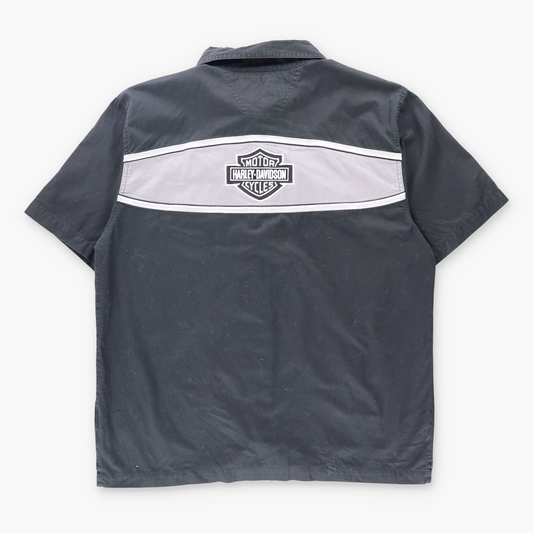 Vintage HARLEY DAVIDSON Spell Out Embroidered Button Up Motorcycle Shirt (L) Vintage Sole Melbourne