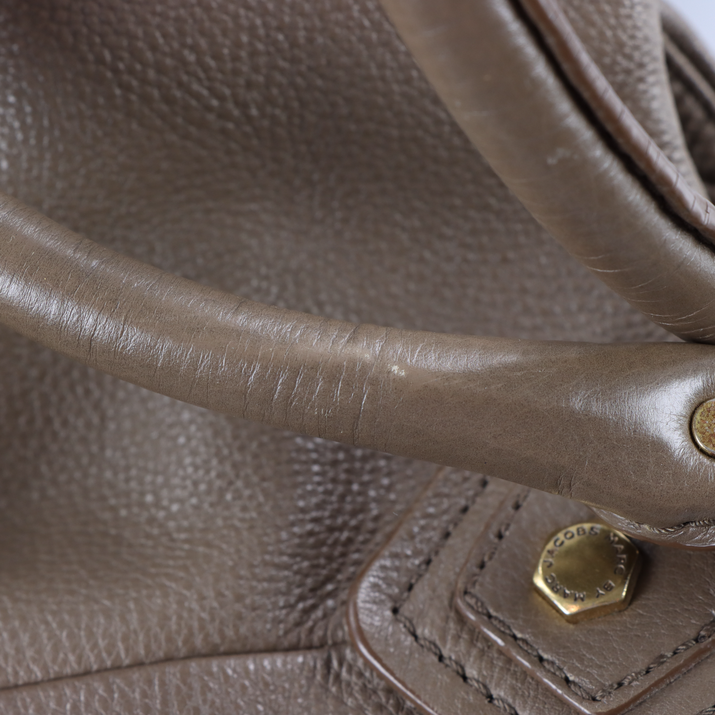 MARC JACOBS 'Classic Q Fran' Taupe Leather Hobo Bag
