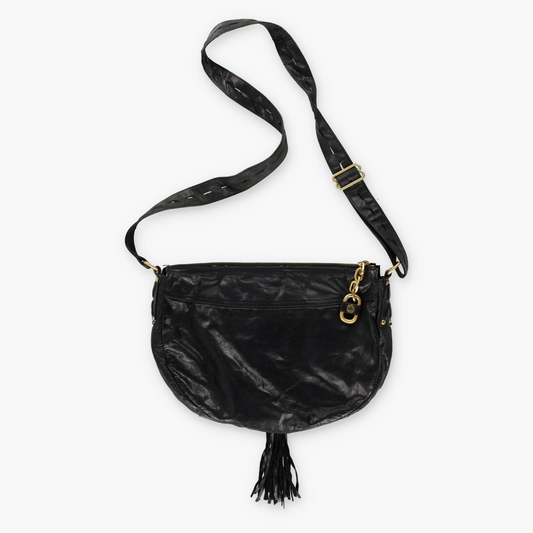 JUICY COUTURE Black Leather Tassel Hobo Bag