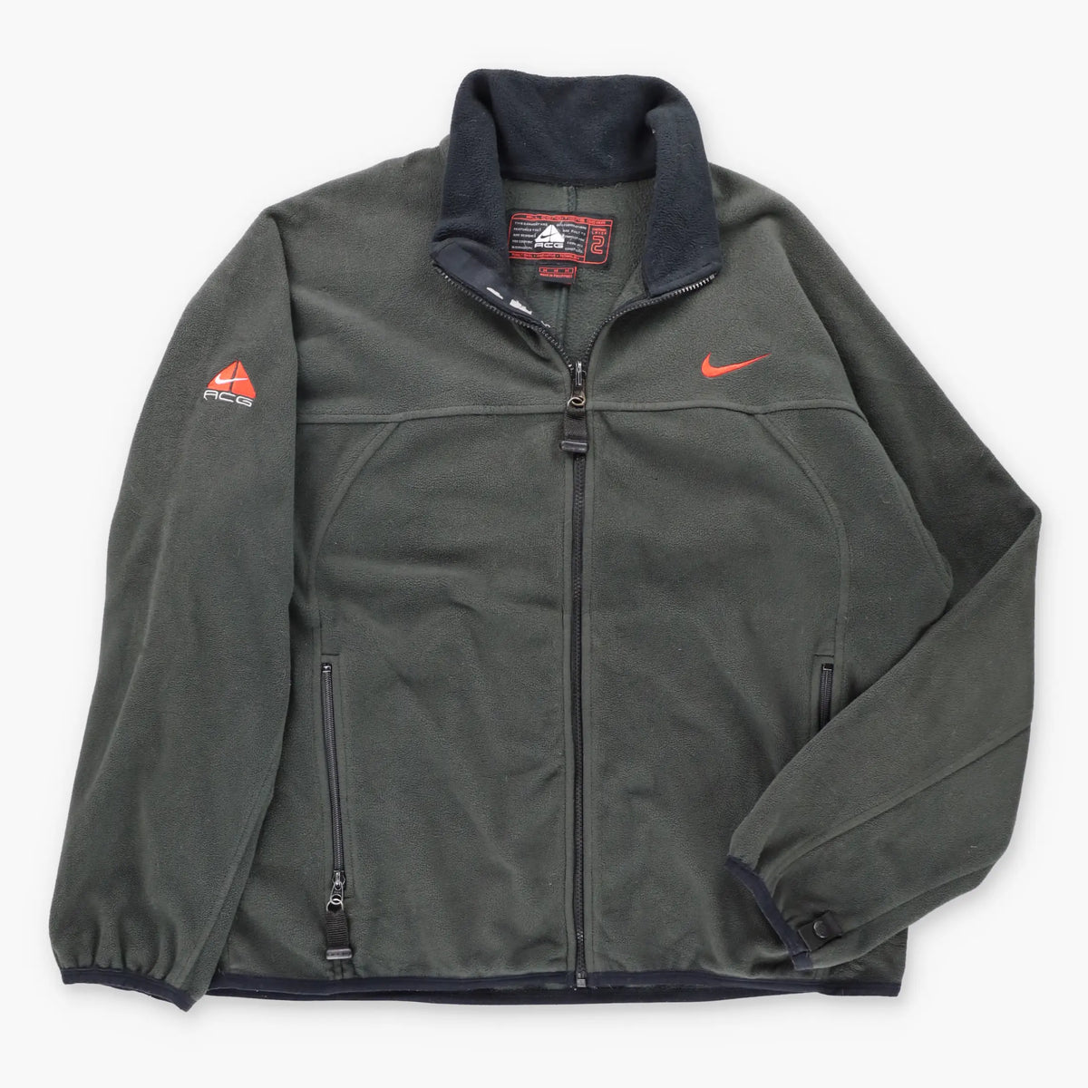 Vintage NIKE ACG Dark Grey & Orange Embroidered Swoosh Logo Full Zip Fleece Jacket (M) ***COCO Vintage Sole Melbourne