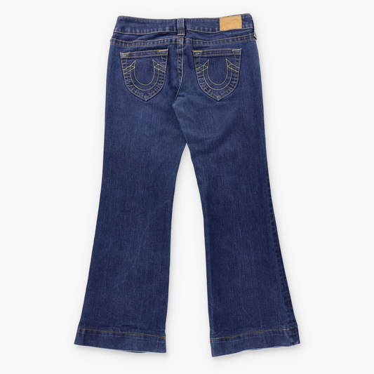 Vintage TRUE RELIGION Dark Wash Blue Denim USA Made Y2K Low Rise Jeans (30) ***COCO Vintage Sole Melbourne