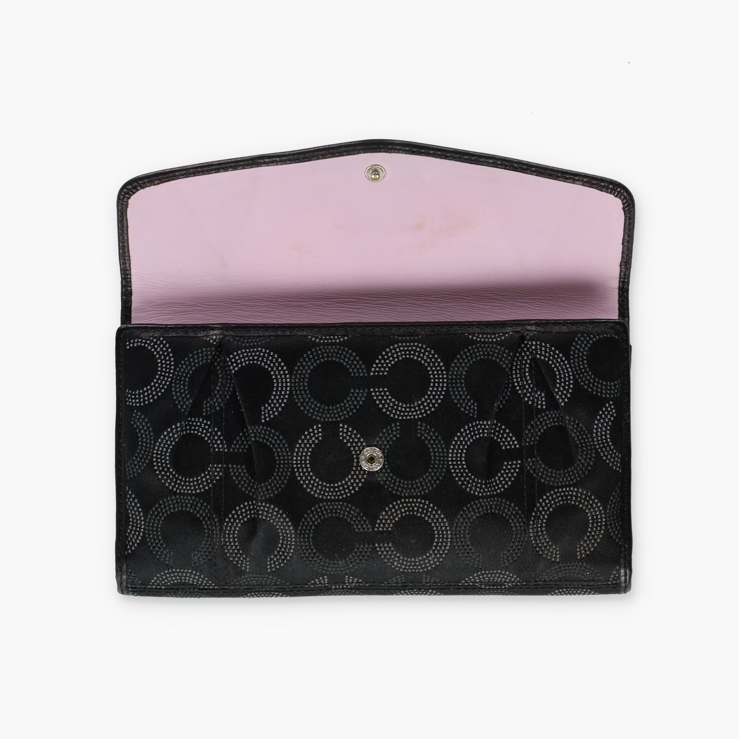 COACH 'Madison' Dotted Op Art Trifold Black Wallet Clutch