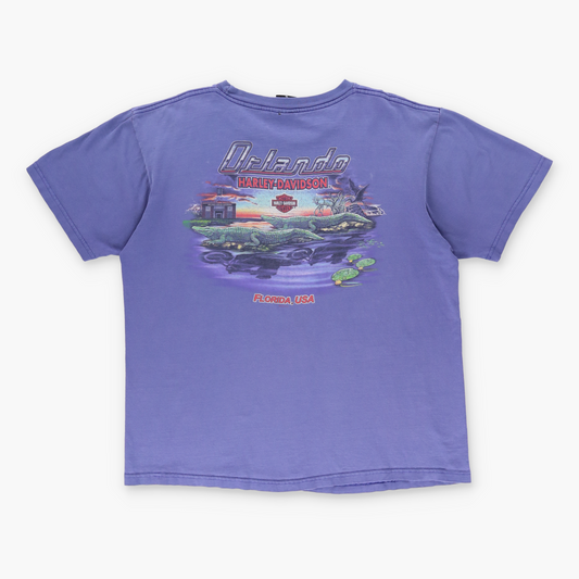 HARLEY DAVIDSON Y2K 'Orlando' Eagle Flame Purple Motorcycle Tee (XL)