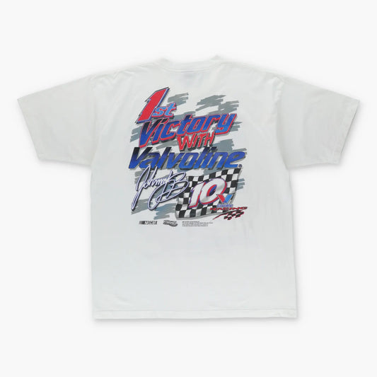 JOHNNY BENSON 'First Win!' Signature NASCAR White Racing T-Shirt (XXL) - Vintage Sole Melbourne