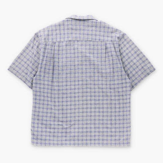 Vintage RUSTY Blue & Grey Plaid Short Sleeve Button Up Shirt (L-XL)