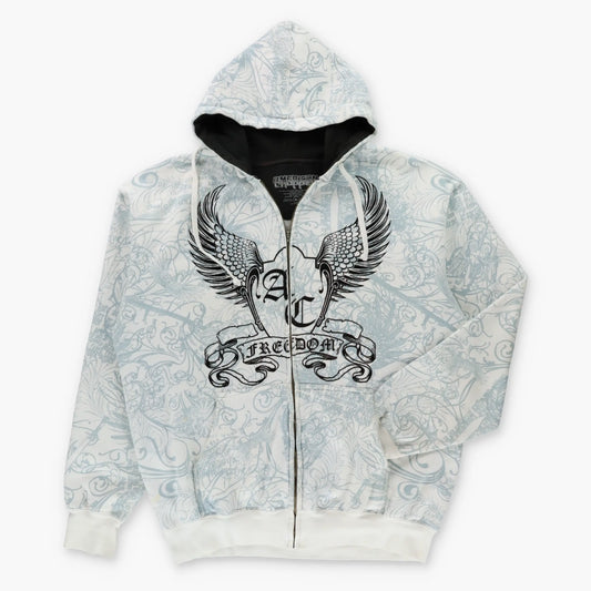 AMERICAN CHOPPER "Freedom" Velvet Detailed Y2K Style Hoodie Sweatshirt (XL)