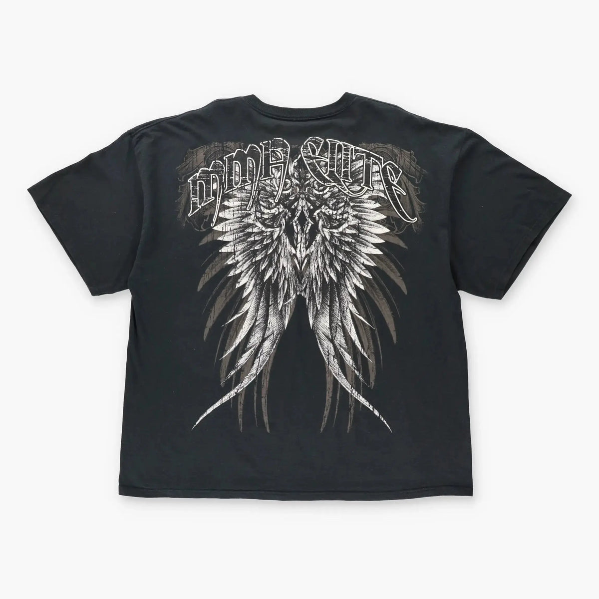 ELITE MMA Y2K Skull Wing Grunge Two Sided Vintage Black & White T-Shirt (XXL) Vintage Sole Melbourne