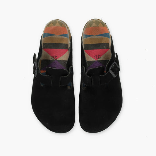 BIRKENSTOCK 'Boston' Black Suede Clogs (43/M10) Vintage Sole Melbourne