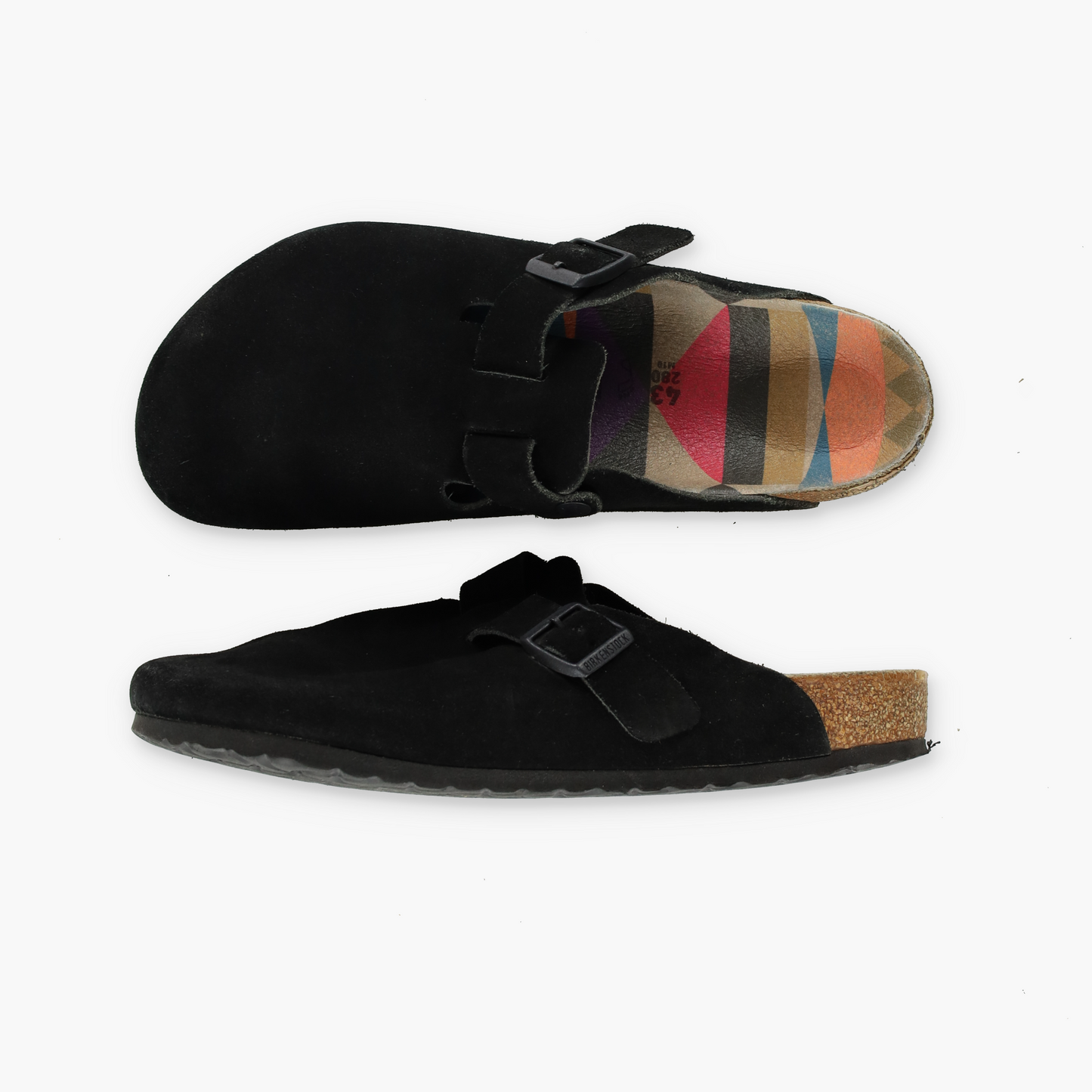 BIRKENSTOCK 'Boston' Black Suede Clogs (43/M10)