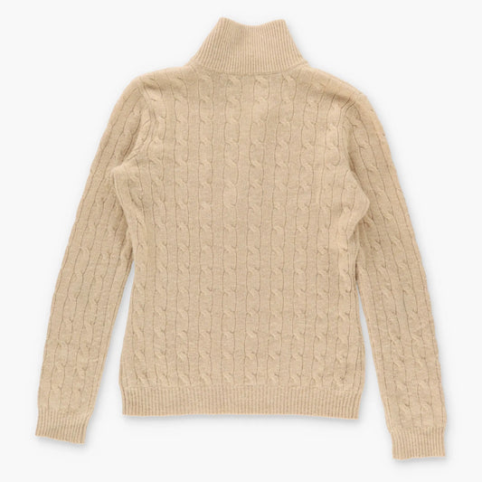 Vintage RALPH LAUREN Cashmere Cable Knit Beige V Neck Sweater (Women's M)