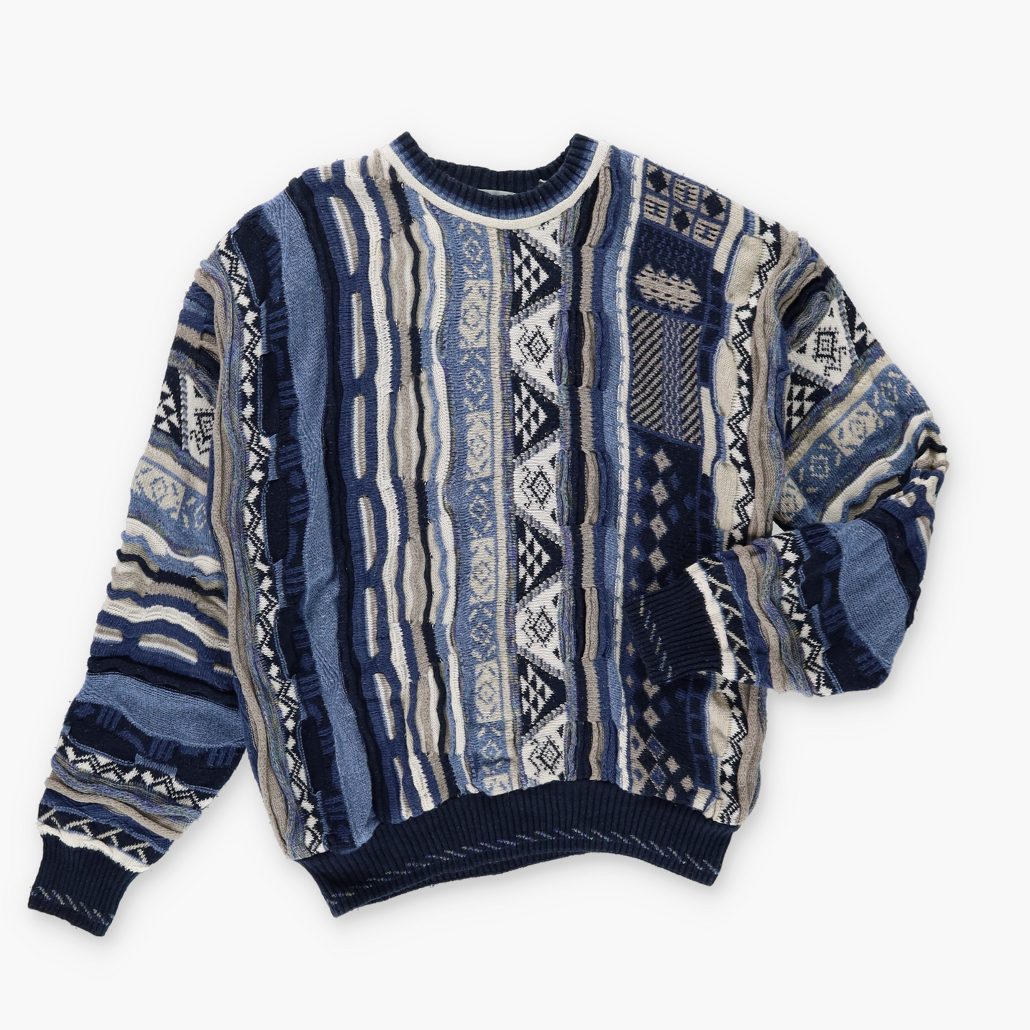 ALFANI Coogi Style Cool Tone Blue Knit Sweater (M)