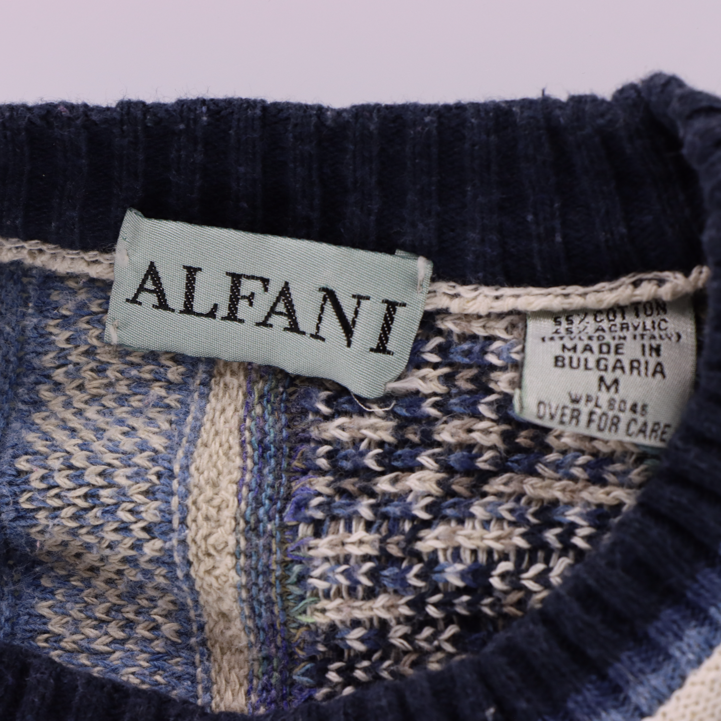 ALFANI Coogi Style Cool Tone Blue Knit Sweater (M)