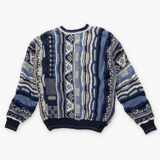 ALFANI Coogi Style Cool Tone Blue Knit Sweater (M)