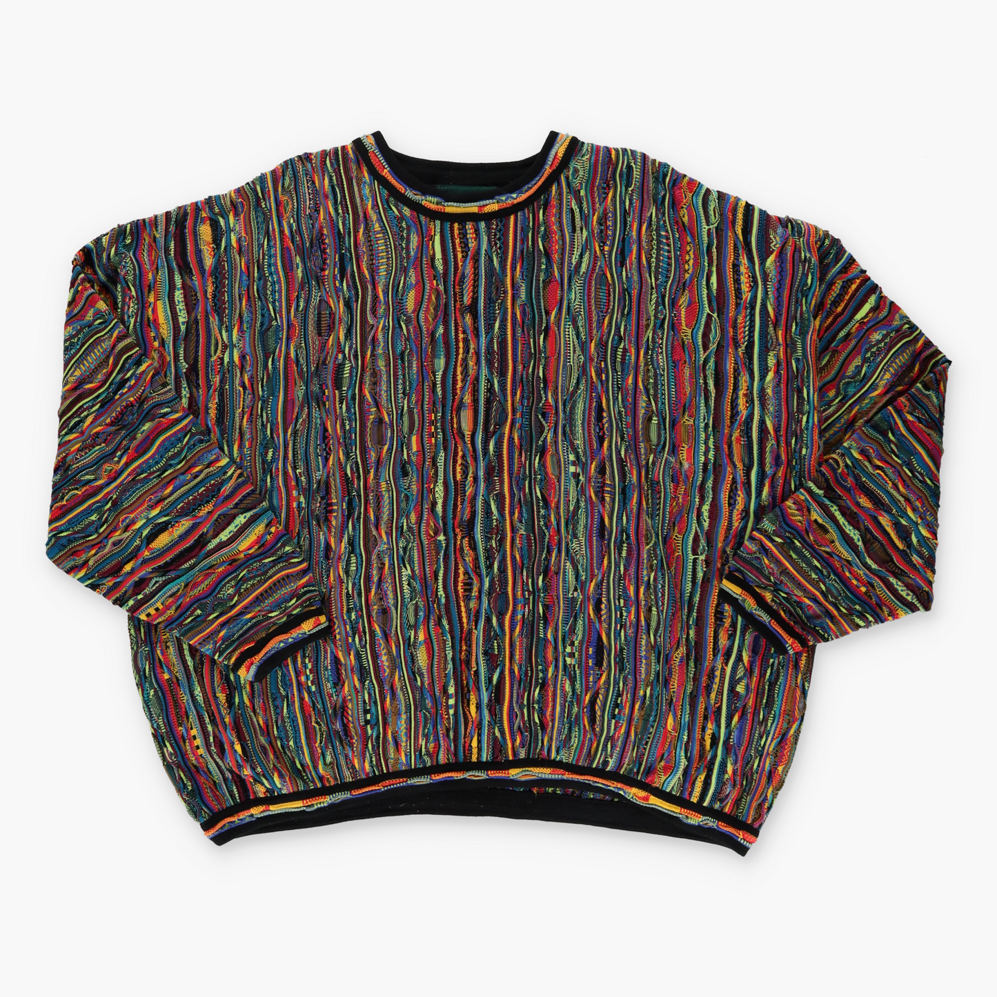 TUNDRA Coogi Style Bright Multicoloured Canada Made Knit Sweater (4XL)