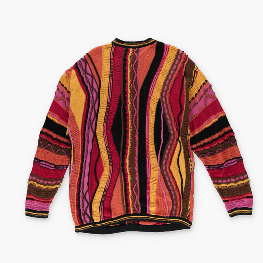 BERGATI Coogi Style Warm Toned Multicoloured Knit Sweater (L-XL Tall)