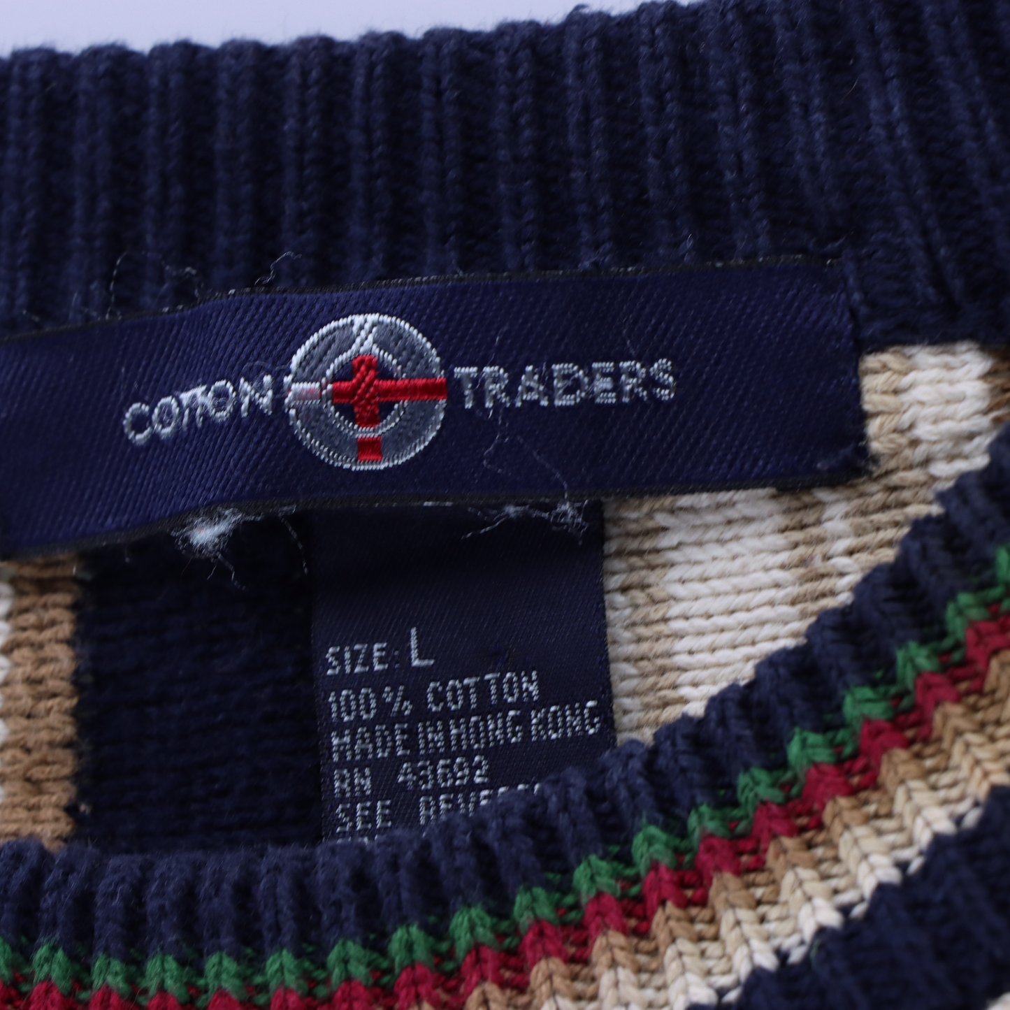 COTTON TRADERS Coogi Style Multicoloured 3D Knit Sweater (L)