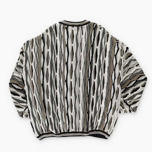 TUNDRA Coogi Style Brown Canada Made Knit Sweater (XXXL Tall)