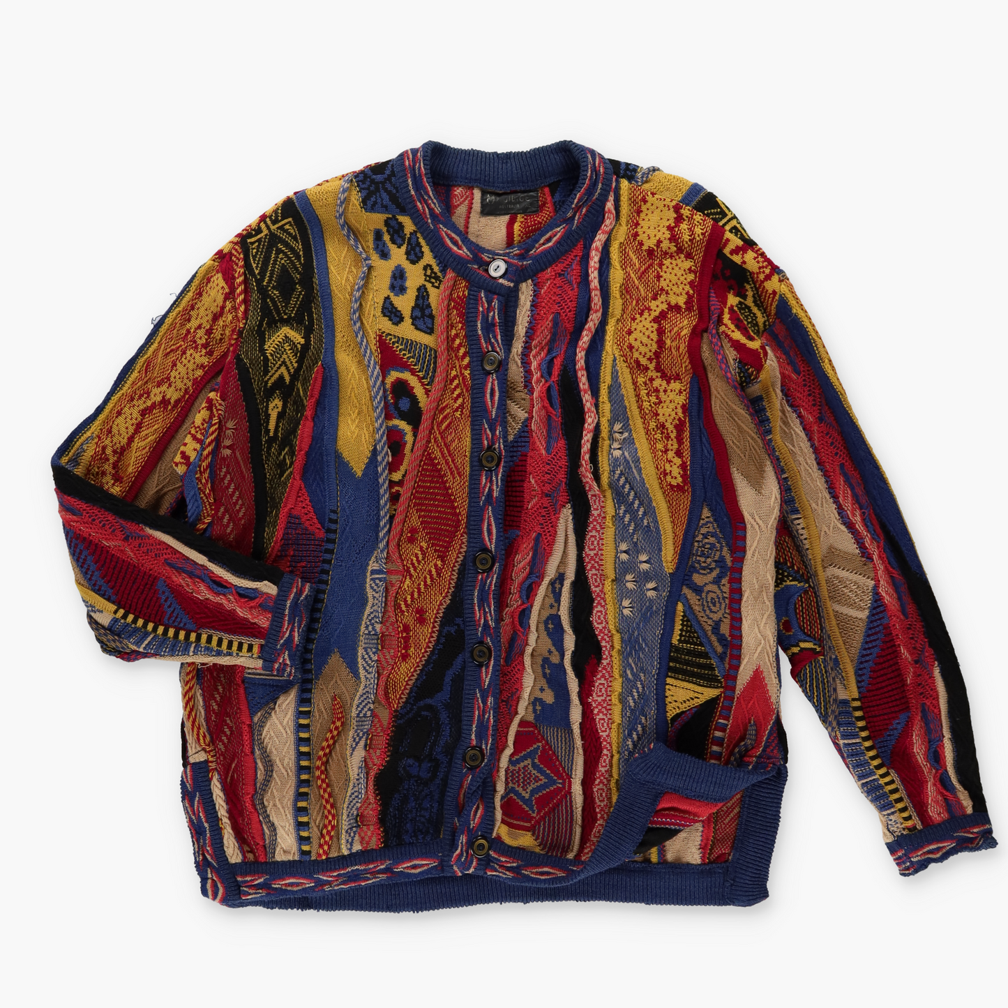 RIGIDIGE Coogi Style Pure Merino Wool Button Up Australian Made Cardigan Sweater (XL)