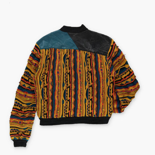 SAXONY Coogi Style Genuine Leather & Multicoloured Knit Sweater (M-L) Vintage Sole Melbourne