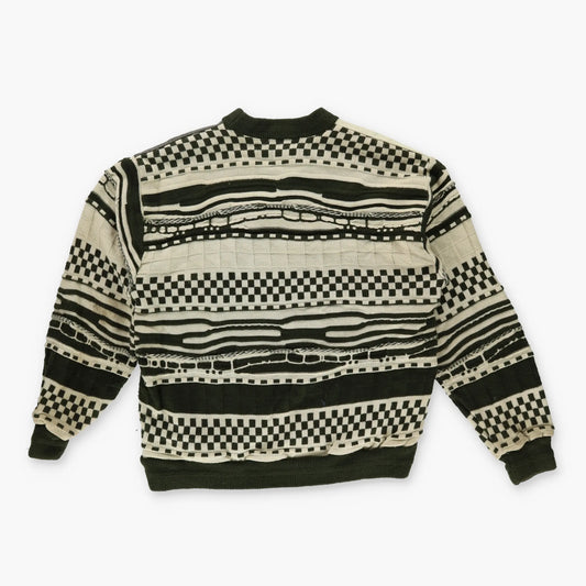 TRUTUS BIANCARRA Coogi Style Leather & Knit Korean Made Green Sweater (XL) Vintage Sole Melbourne