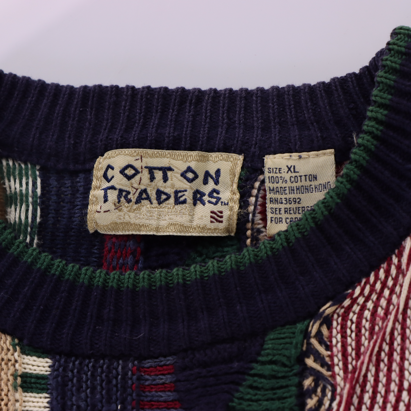 COTTON TRADERS Coogi Style Cool Toned Multicoloured Knit Sweater (XL-XXL)