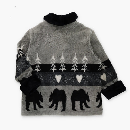 Bears & Hearts USA Made Sherpa Cuffed MONTEREY FASHIONS Button Up Fleece Coat (L) Vintage Sole Melbourne