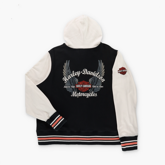 HARLEY DAVIDSON "Live To Ride, Ride To Live" Black & Orange Hoodie Sweatshirt (Women's XXL)