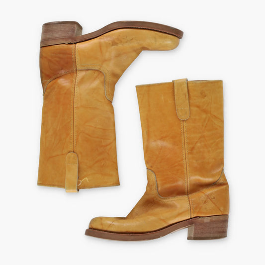 BILTRITE 'Frye Style' Yellow Square Toe Campus Boots (12) Vintage Sole Melbourne