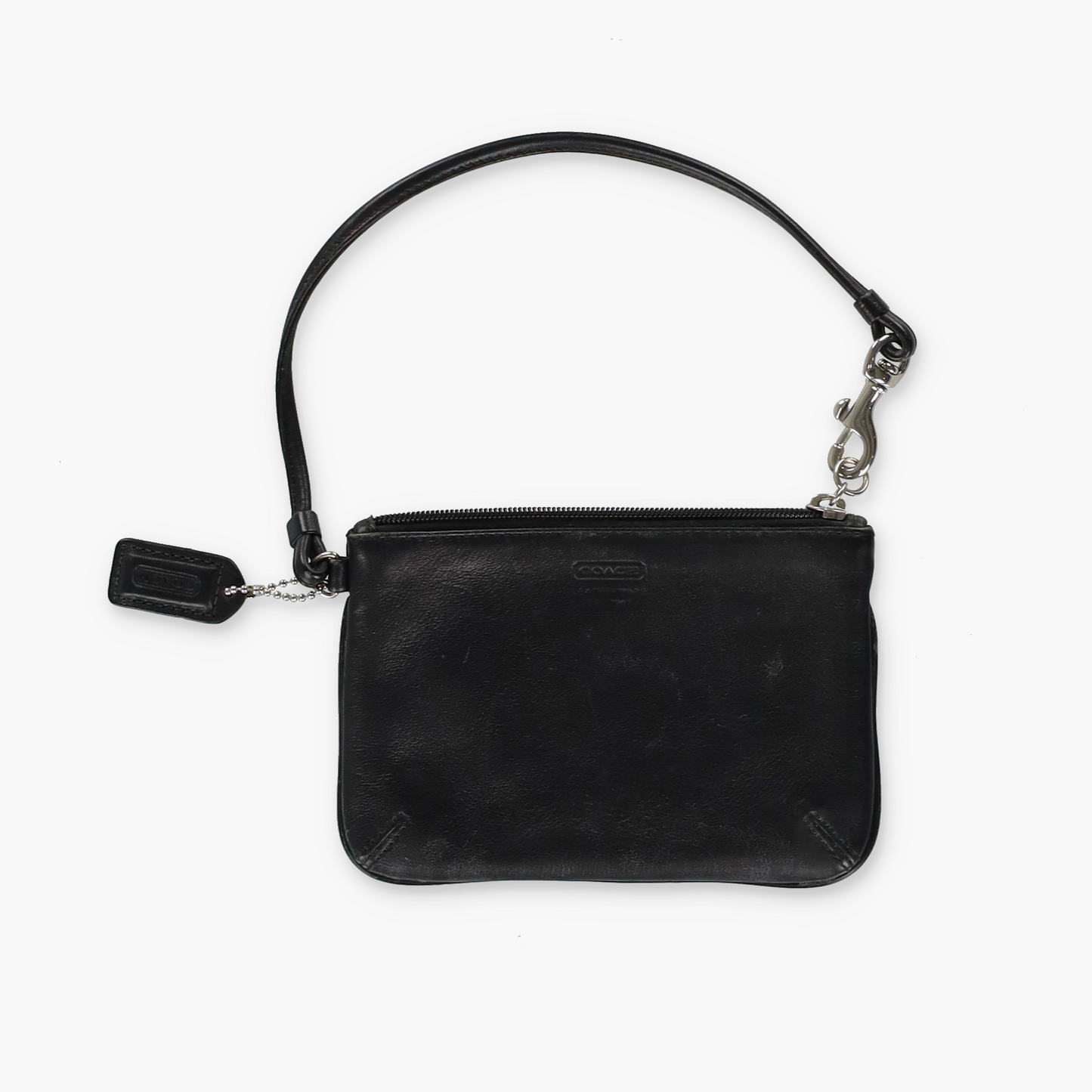 COACH Black Smooth Leather Wristlet Purse Bag