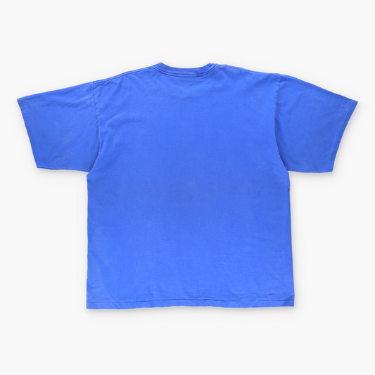 Y2K 'Chillin' Polar Bear Glitter Print USA Made Blue Tee (XXL)