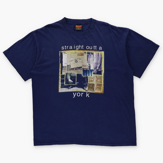Vintage 1994 Live 'Straight Outta York' Tour USA Made BROCKUM Navy Blue Band Tee (L-XL)