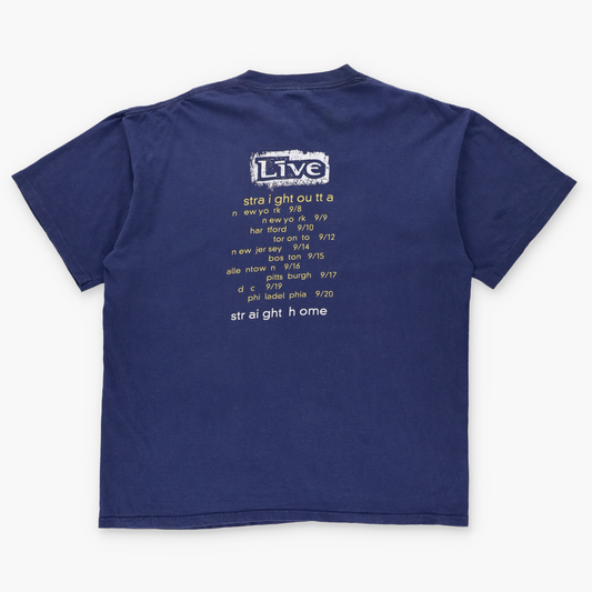 Vintage 1994 Live 'Straight Outta York' Tour USA Made BROCKUM Navy Blue Band Tee (L-XL)