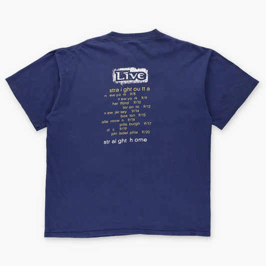 Vintage 1994 Live 'Straight Outta York' Tour USA Made BROCKUM Navy Blue Band Tee (L-XL) - Vintage Sole Melbourne