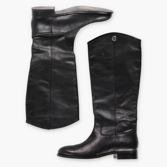 FRYE 'Melissa' Button Tall Black Leather Riding Boots (Women's 7.5) - Vintage Sole Melbourne