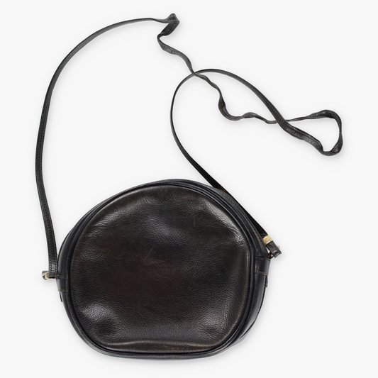 GUCCI Micro Logo Pebbled Leather Round Black Crossbody Bag Vintage Sole Melbourne