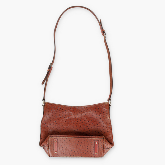 DOONEY & BOURKE Embossed Ostrich Brown Cross Body Leather Bag Vintage Sole Melbourne