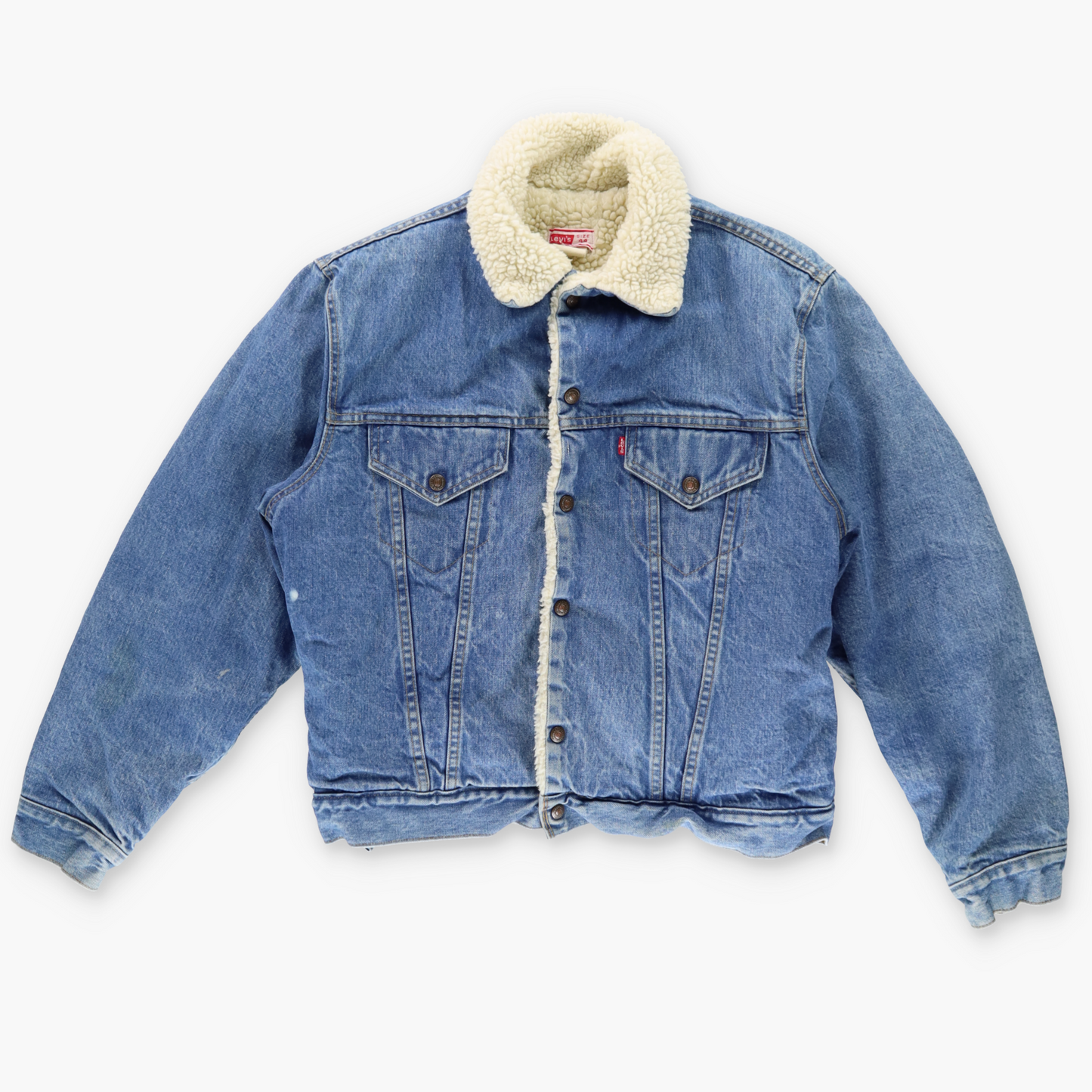 LEVI'S Light Wash Denim USA Made Sherpa Trucker Jacket (M)