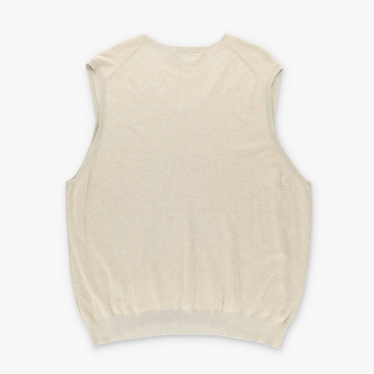 RALPH LAUREN POLO Embroidered Logo Beige & Navy Knit Vest (XXL)