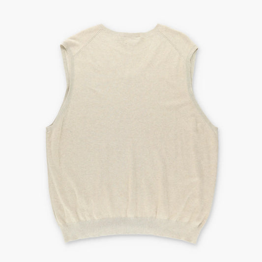 RALPH LAUREN POLO Embroidered Logo Beige & Navy Knit Vest (XXL) Vintage Sole Melbourne