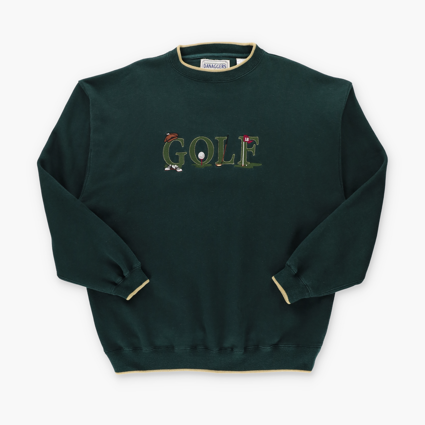 DANAGGERS Golf Dark Green Embroidered Crewneck Sweatshirt (XL-XXL)