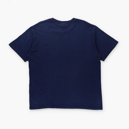 NIKE Navy Blue & White Embroidered Swoosh Logo T-Shirt (XL)