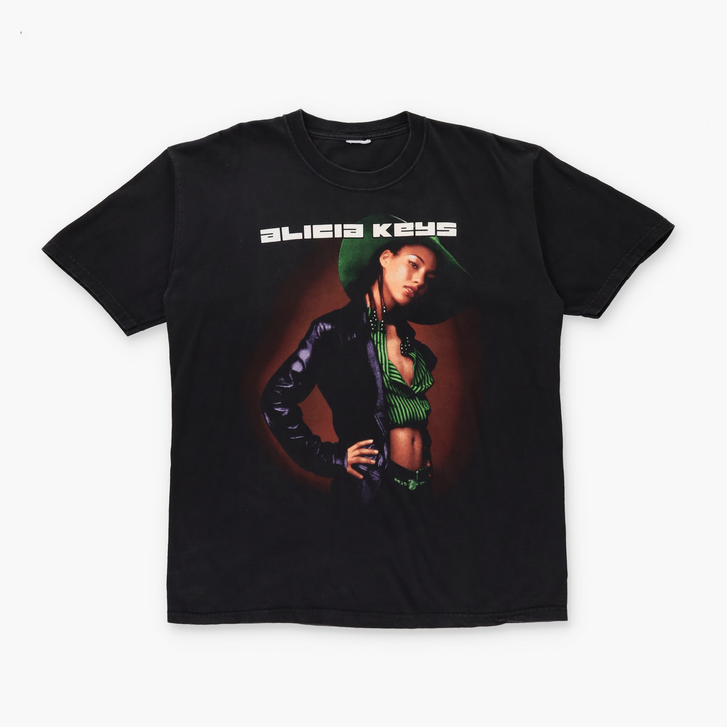Alicia Keys 2002 US Tour Double Sided Black Y2K Style T-Shirt (L)